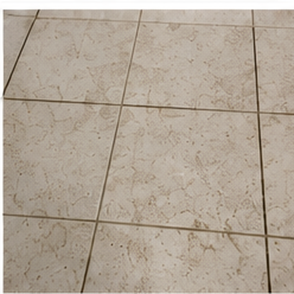 Floor tiles before cleaning: dirt and grime in grout lines