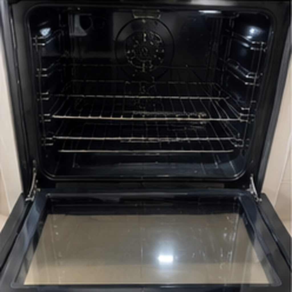 Oven interior after cleaning: grease removed and surfaces cleaned