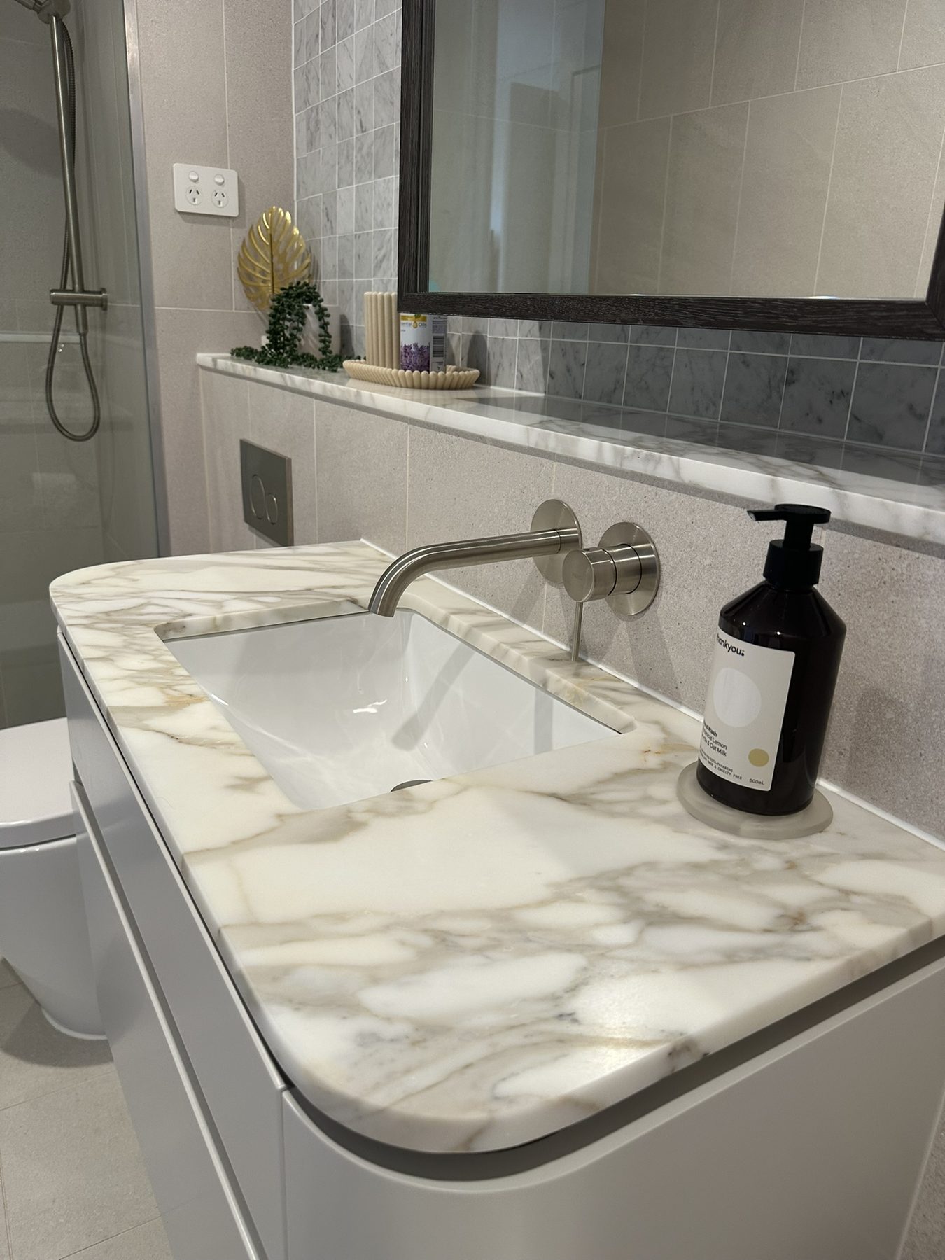 Deep cleaning, bathroom vanity detail after deep clean
